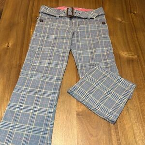 Y2K Hollister Vintage Low-Rise Bootcut Plaid Pants w/ Belt Sz 3